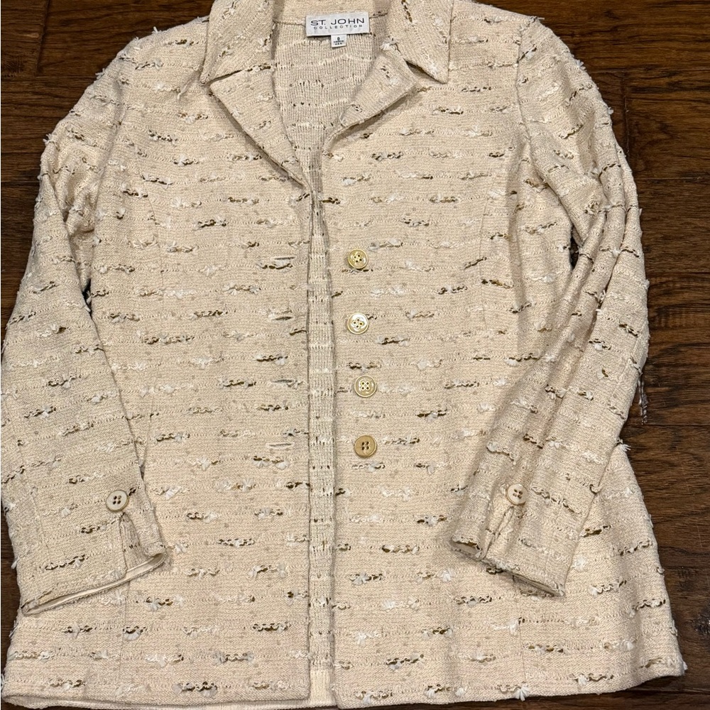 St. John Cream Textured Jacket